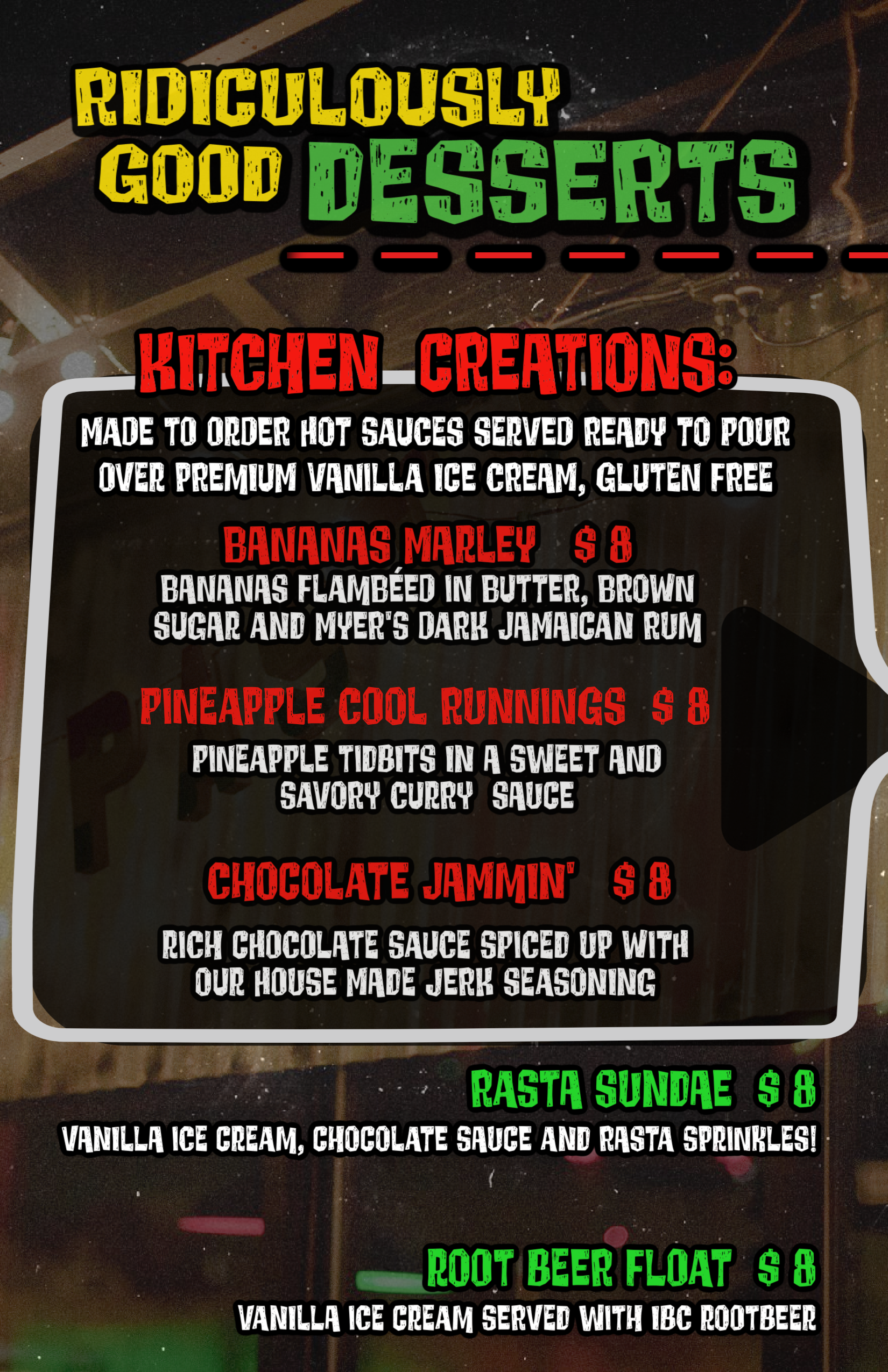 2026 Dessert Menu Rasta Pasta