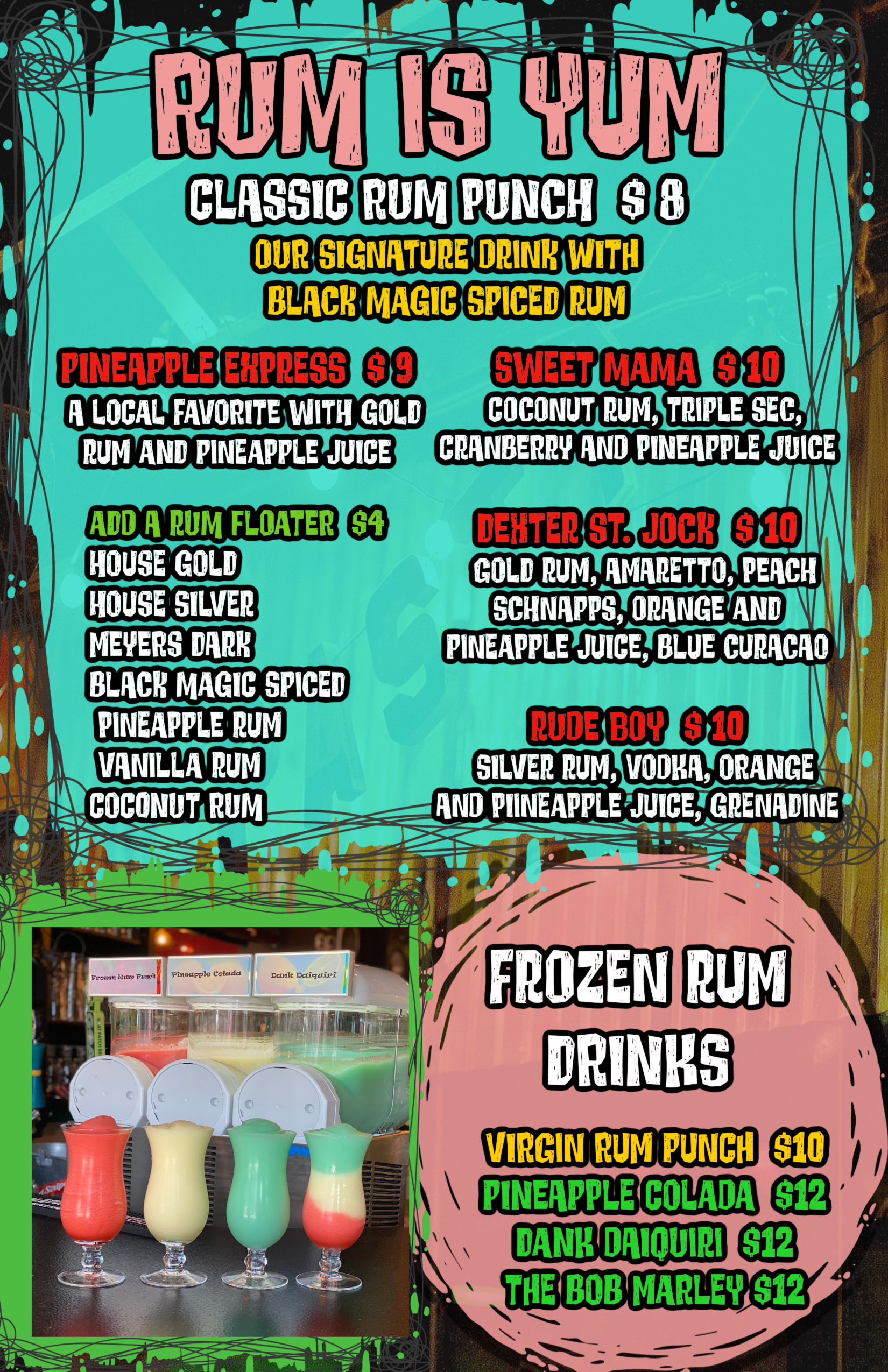 2026 RUM Drink Menu Rasta Pasta